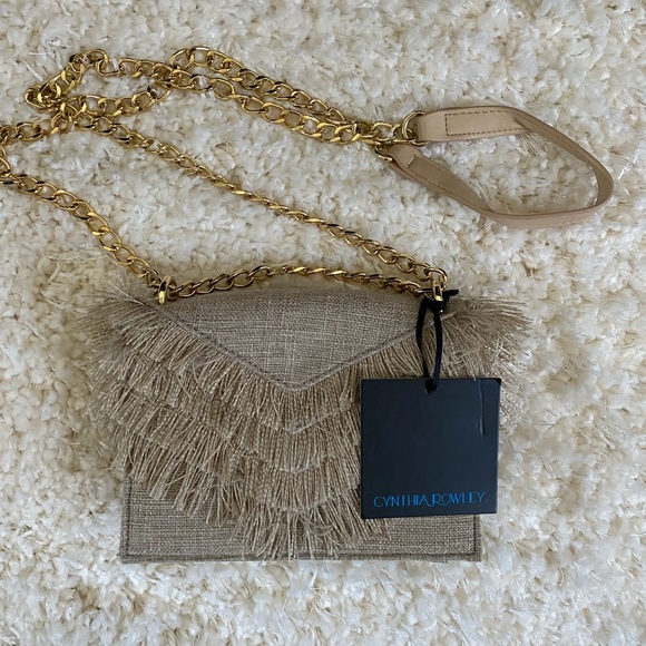 Cynthia Rowley Felix Linen Fringe Crossbody Bag NWT - Picture 2 of 8